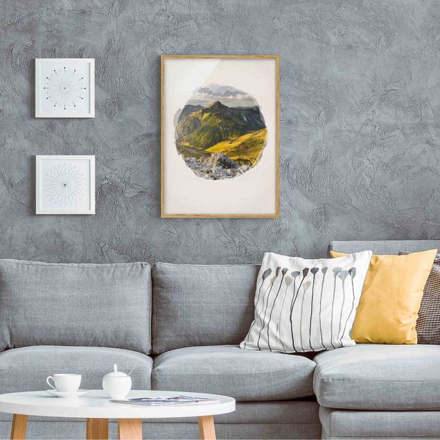 Mountain wall art WaterColours - Mountains And Valley Of The Lechtal Alps In Tirol