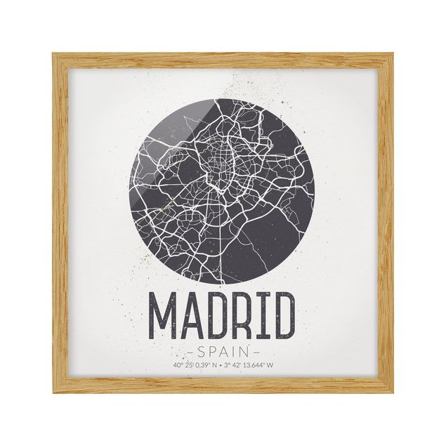 Prints quotes Madrid City Map - Retro