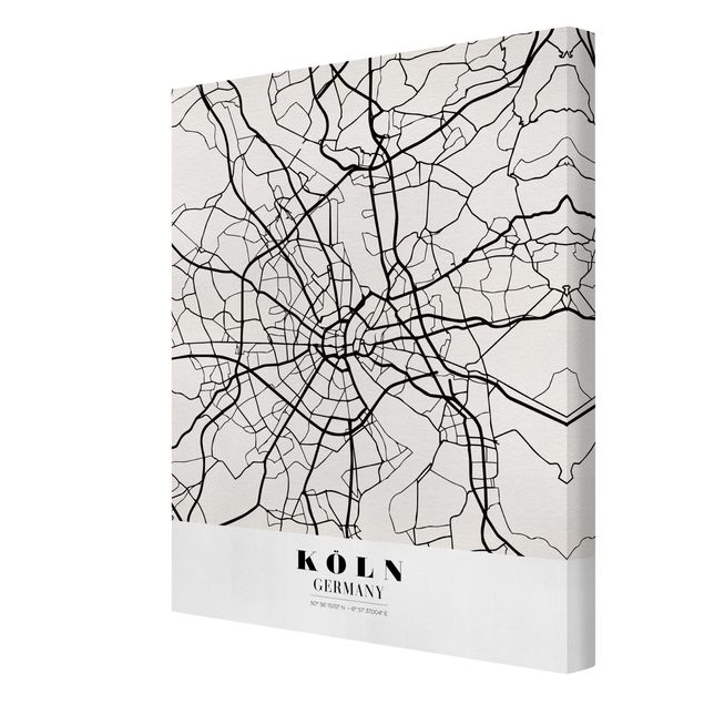 Prints black and white Cologne City Map - Classic