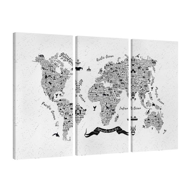 Animal canvas Typography World Map White