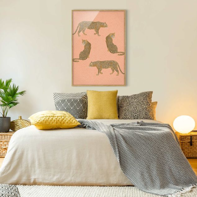 Tiger art print Illustration Leopard Pink Painting