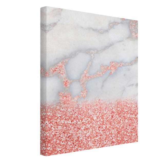 Canvas art prints Marble Look With Pink Confetti