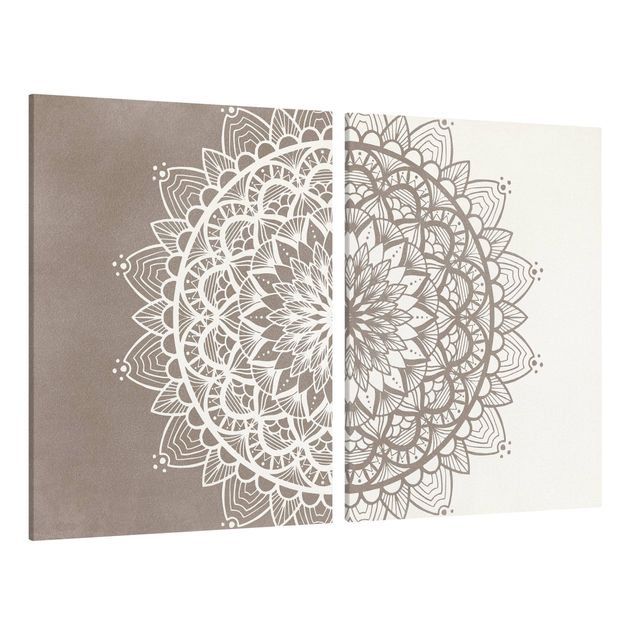 Spiritual prints Mandala Illustration Shabby Set Beige White