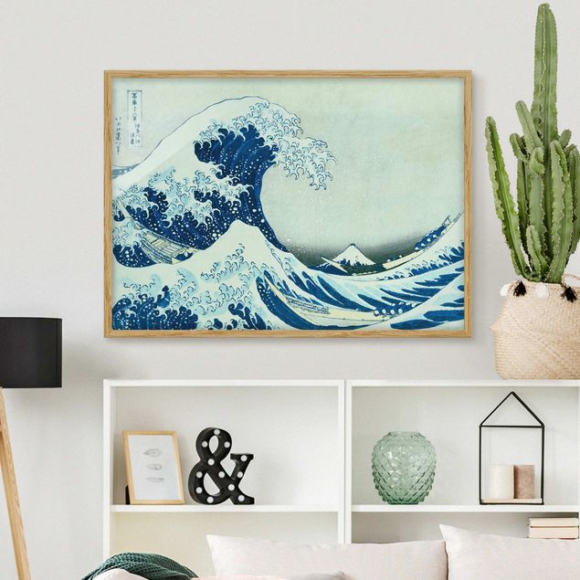 Framed beach prints Katsushika Hokusai - The Great Wave At Kanagawa