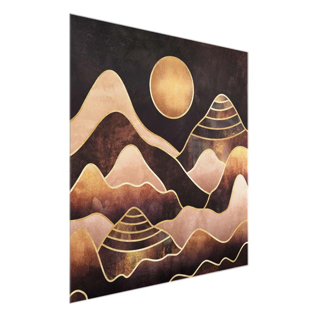 Landscape canvas prints Golden Sun Abstract Mountains