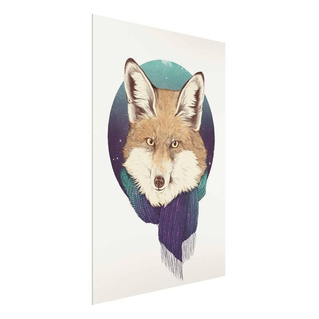 Art prints Illustration Fox Moon Purple Turquoise