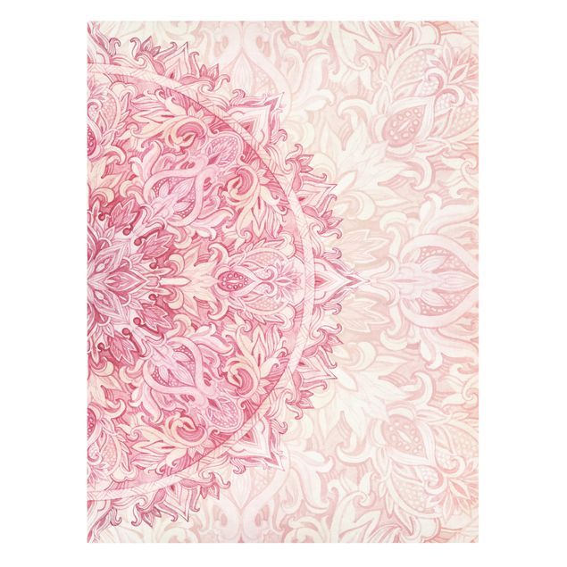 Prints Mandala WaterColours Ornament Semicircle Light Pink Beige