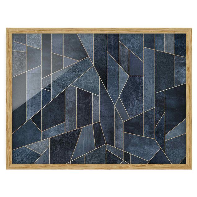 Prints modern Blue Geometry Watercolour