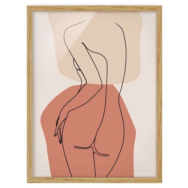 Contemporary art prints Line Art Woman Back Brown
