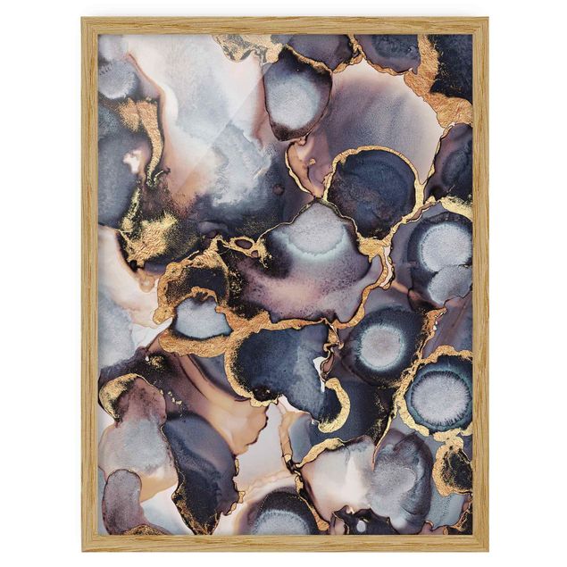 Contemporary art prints Marble Watercolour With Gold
