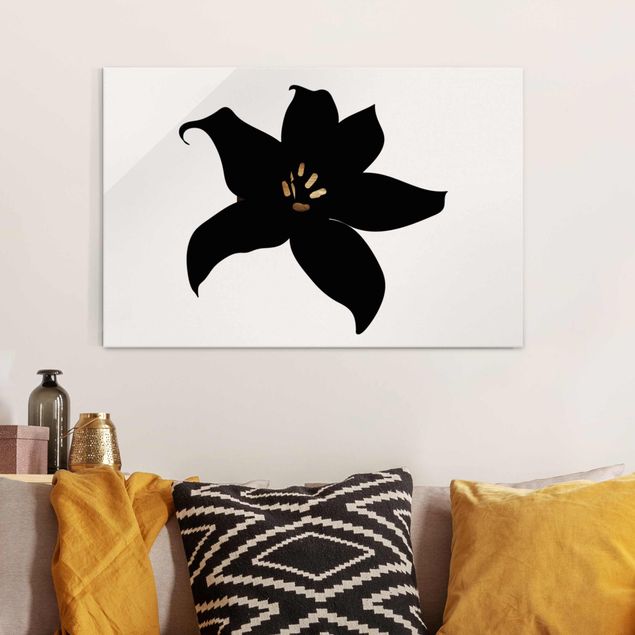 Glass prints orchid Graphical Plant World - Orchid Black And Gold