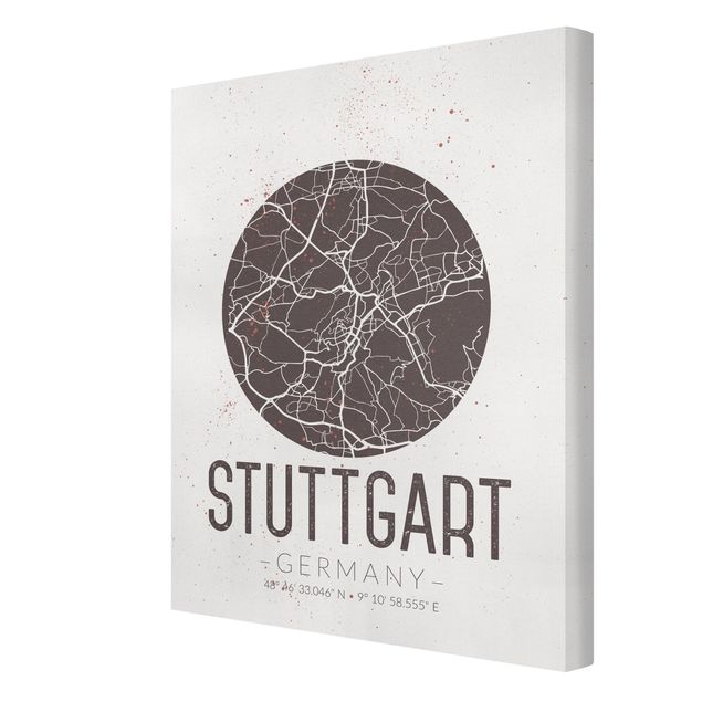 Black and white art Stuttgart City Map - Retro