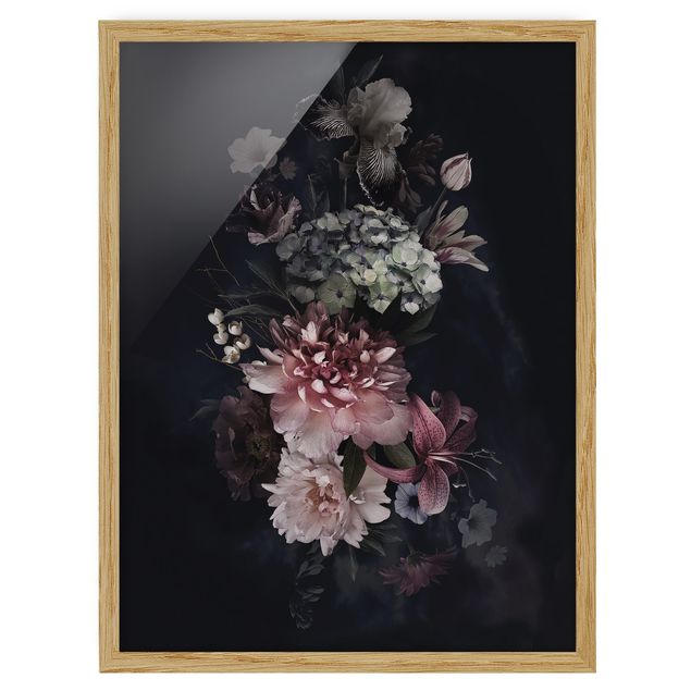 Prints flower Flowers With Fog On Black