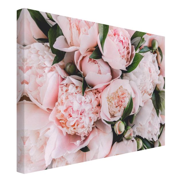 Floral picture Pink Peonies With Leaves
