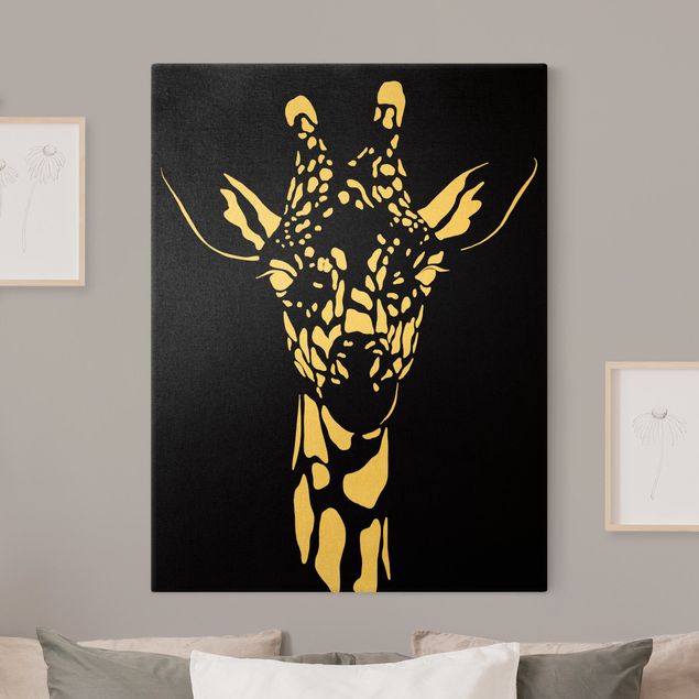 Animal canvas Safari Animals - Portrait Giraffe Black