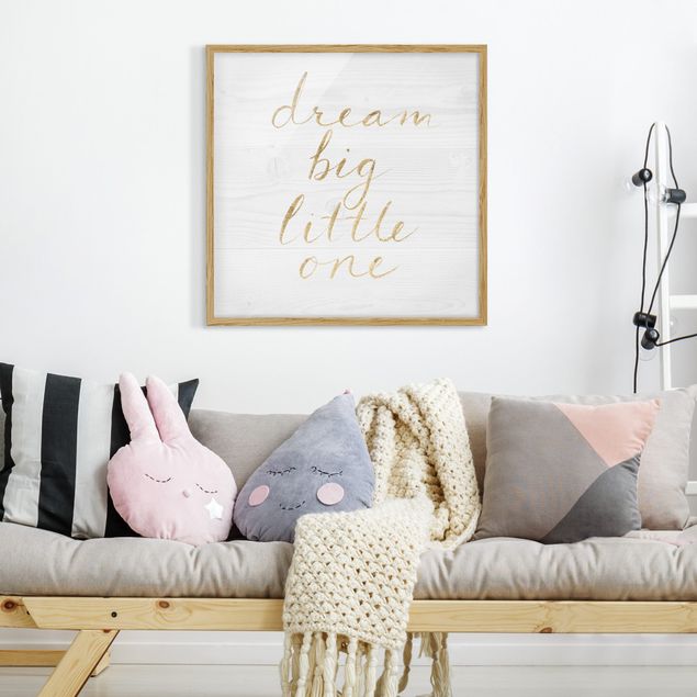 Prints quotes Wooden Wall White - Dream Big