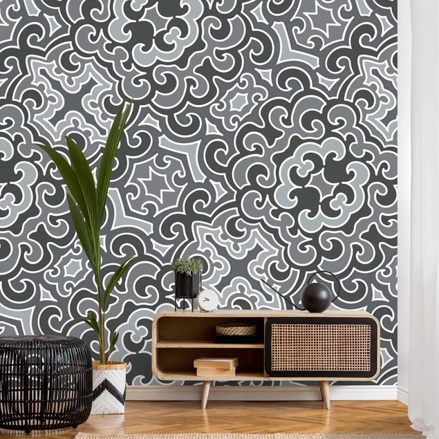 Wallpapers ornaments Chinoiserie Pattern In Grey