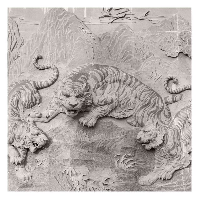 Wallpapers grey Chinoiserie Tiger In Stone Look