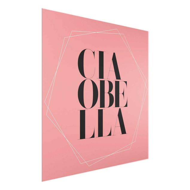 Modern art prints Ciao Bella In Hexagons Light Pink Backdrop