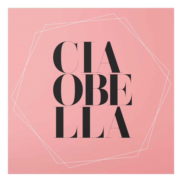 Pink wall art Ciao Bella In Hexagons Light Pink Backdrop