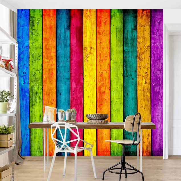 Horizontal striped wallpaper Colourful Palisade