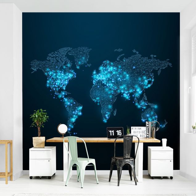 Blue wallpaper Connected World World Map