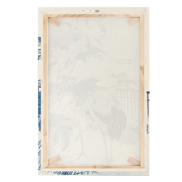 Natural canvas print - Cyanotype Chinese Crane - Portrait format 2:3