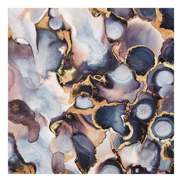 Modern art prints Marble Watercolour With Gold