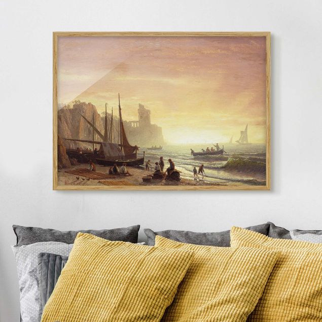Framed beach pictures Albert Bierstadt - The Fishing Fleet