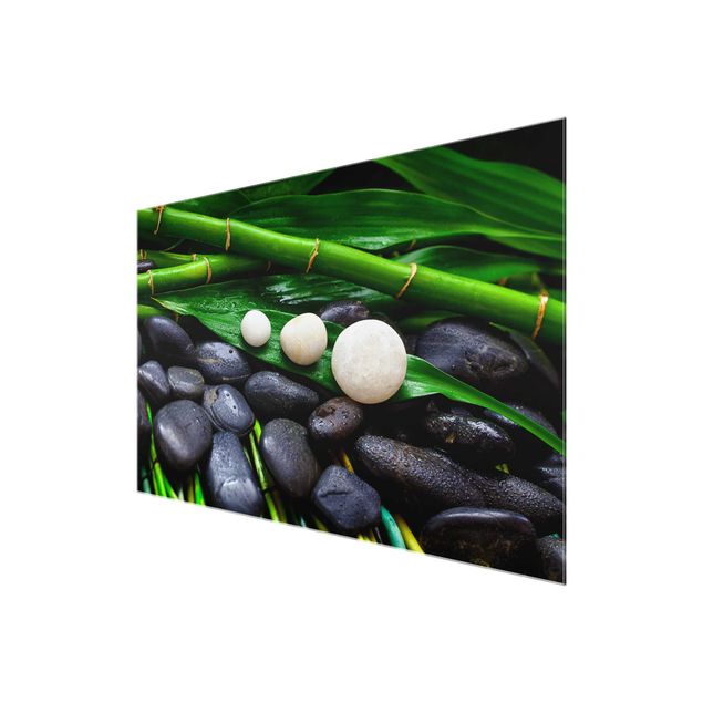 Green canvas wall art Green Bamboo With Zen Stones