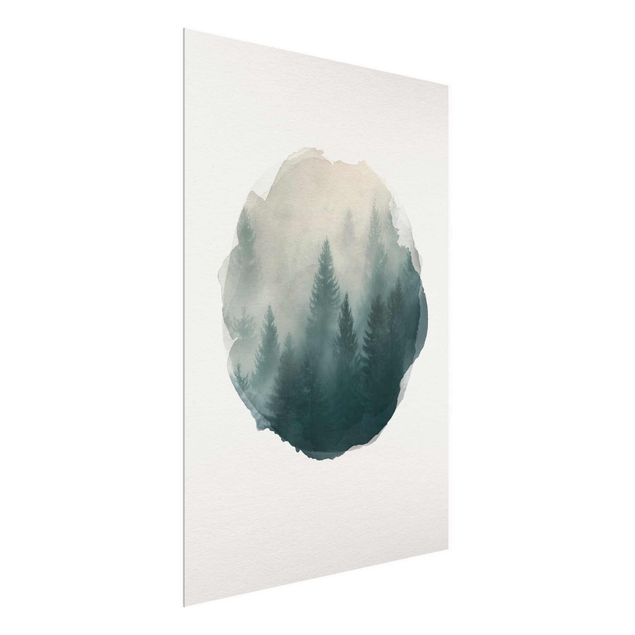 Prints trees WaterColours - Coniferous Forest In Fog