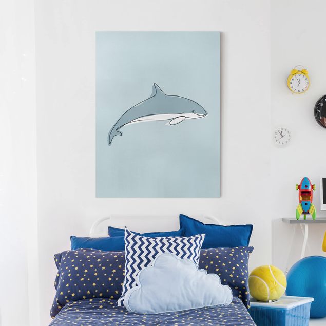 Canvas prints fishes Dolphin Line Art