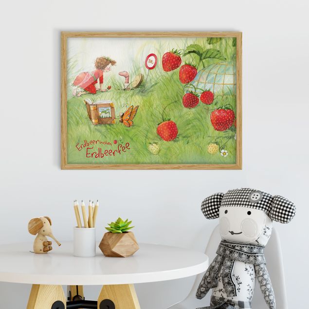 Child wall art Little Strawberry Strawberry Fairy- With Worm Home