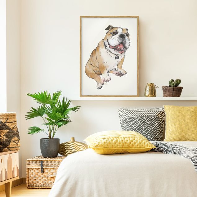 Dog canvas art Illustration Dog Bulldog Painting