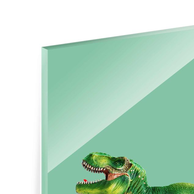 Green canvas wall art Dinosaur With Bicycle
