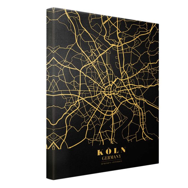 Prints Cologne City Map - Classic Black