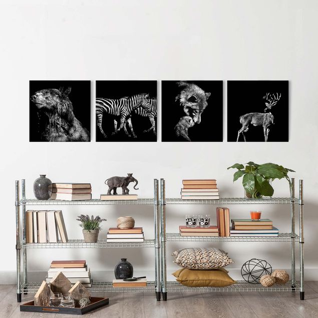 Zebra wall print Wild Animals From Black Set I
