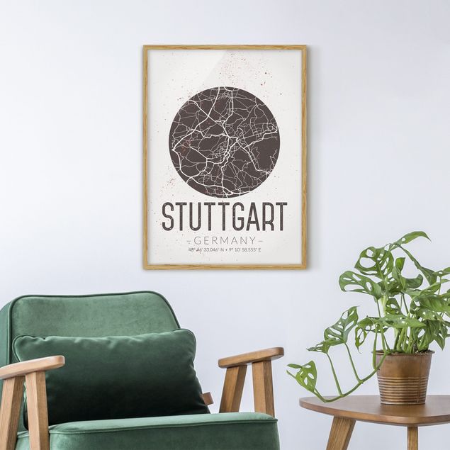 Prints maps Stuttgart City Map - Retro