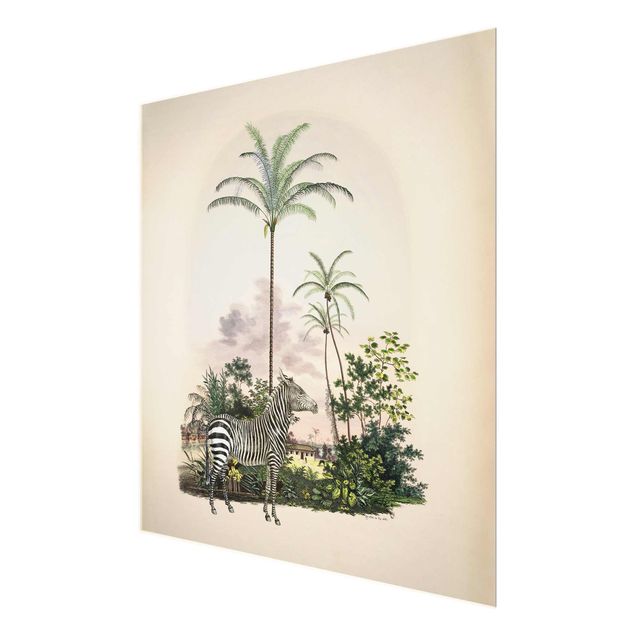 Art prints Zebra Front Of Palm Trees Illustration