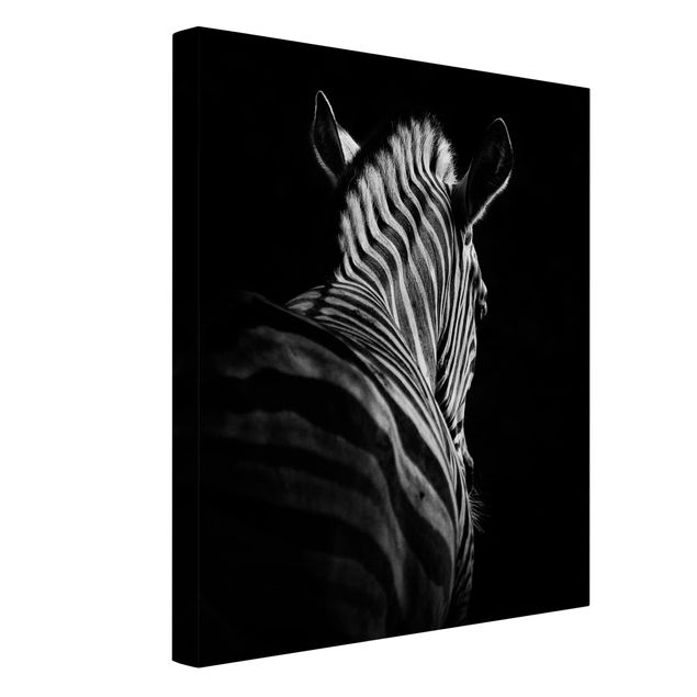 Canvas black and white Dark Zebra Silhouette