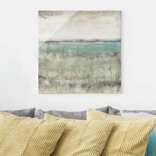 Abstract canvas wall art Horizon Over Turquoise I