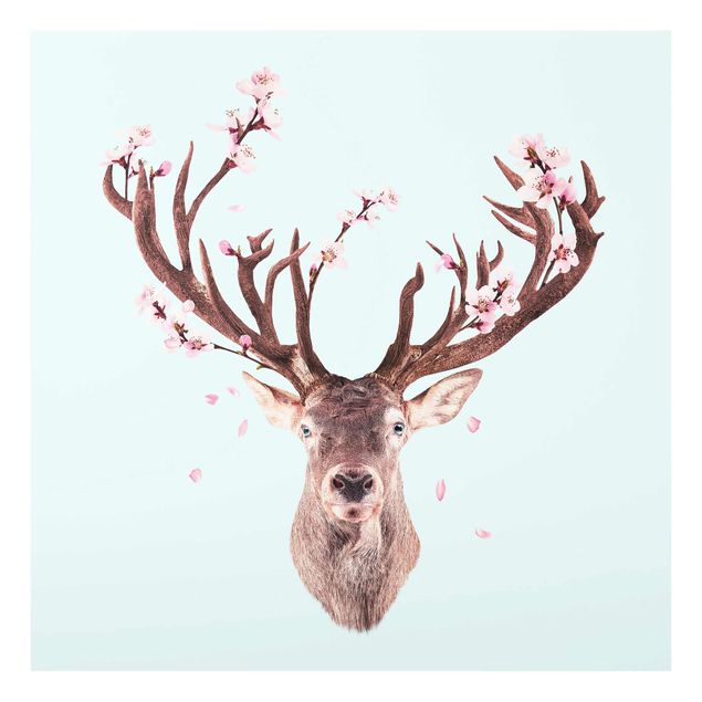 Floral canvas Deer With Cherry Blossoms