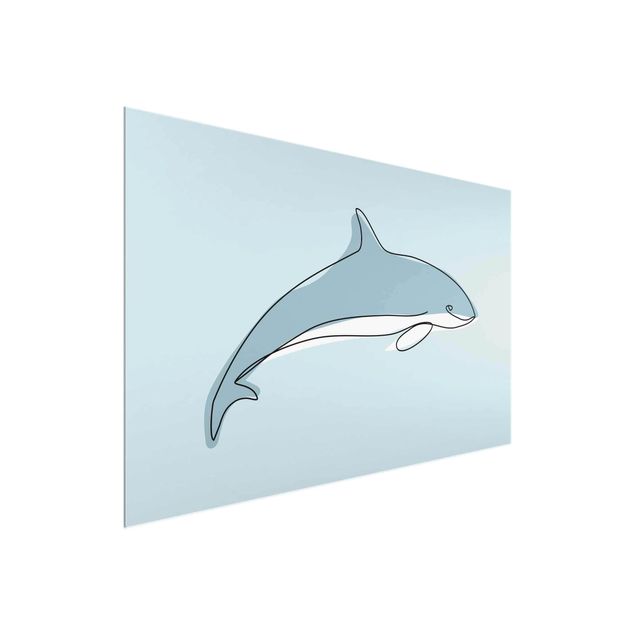Glass prints pieces Dolphin Line Art