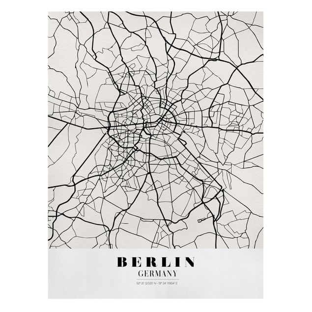 Black and white art Berlin City Map - Classic