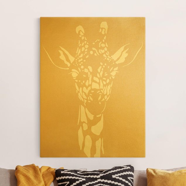 Giraffe canvas Safari Animals - Portrait Giraffe Beige