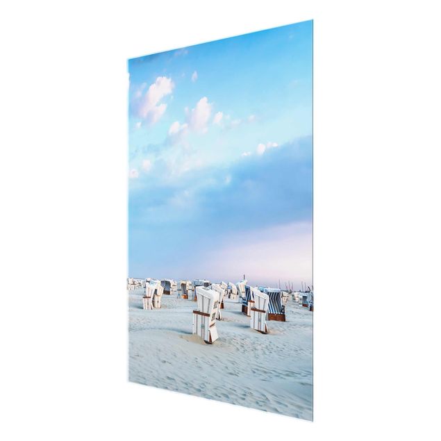 Glass prints architecture and skylines Beach Chairs On The North Sea Beach