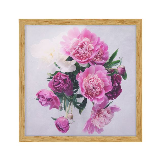 Flowers framed Peonies Shabby Pink White