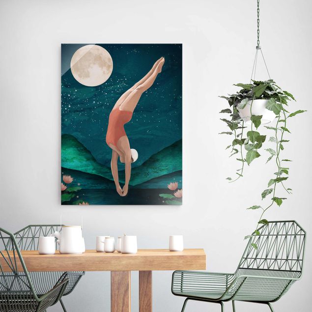 Kitchen Illustration Bather Woman Moon Painting