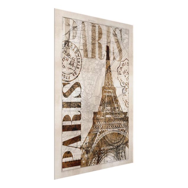 Glass prints architecture and skylines Shabby Chic Collage - Paris