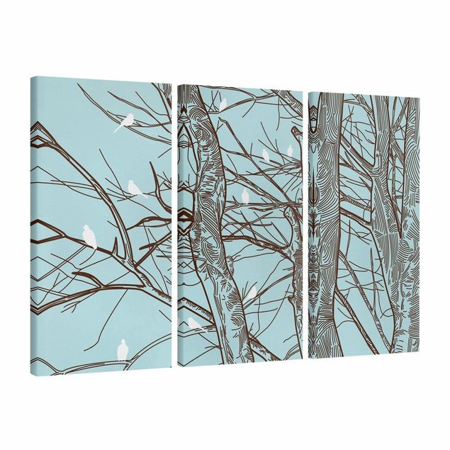 Canvas birds Winter Trees